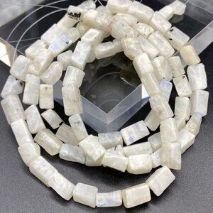 6-10x5-6mm Rainbow Moonstone Genuine Semi Precious Natural Gemstone Bead Strand